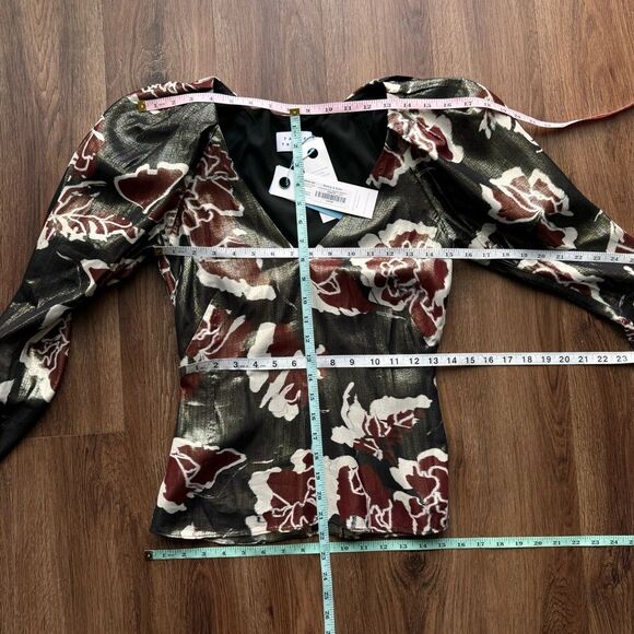 NEW TANYA TAYLOR cameron top in black multi Lame Shimmer 0 - Picture 10 of 17